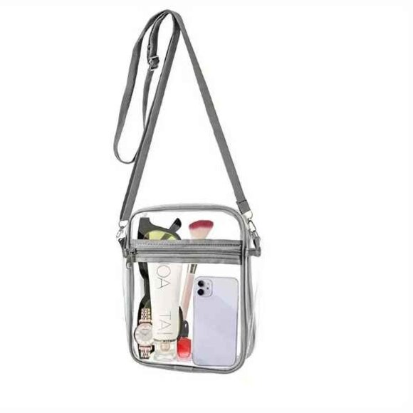 Clear Crossbody Size MD Handbag - Unisex for Stadium Events - NWT - Gray - Picture 2 of 7
